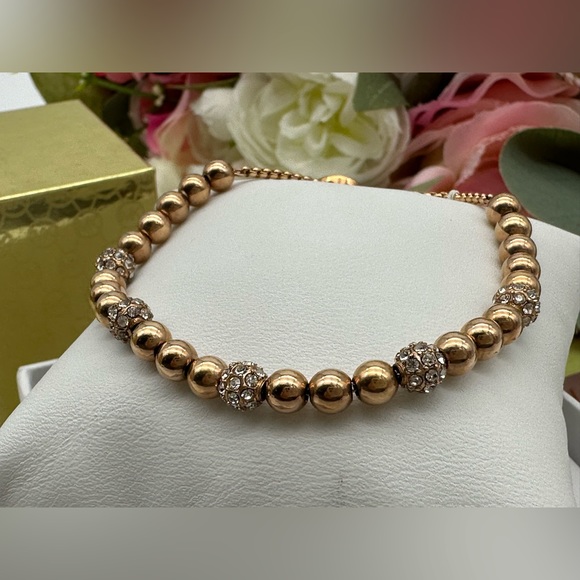 Michael Kors Brilliance Rose Gold Adjustable Crystal Beaded Slider Bracelet - Picture 3 of 15